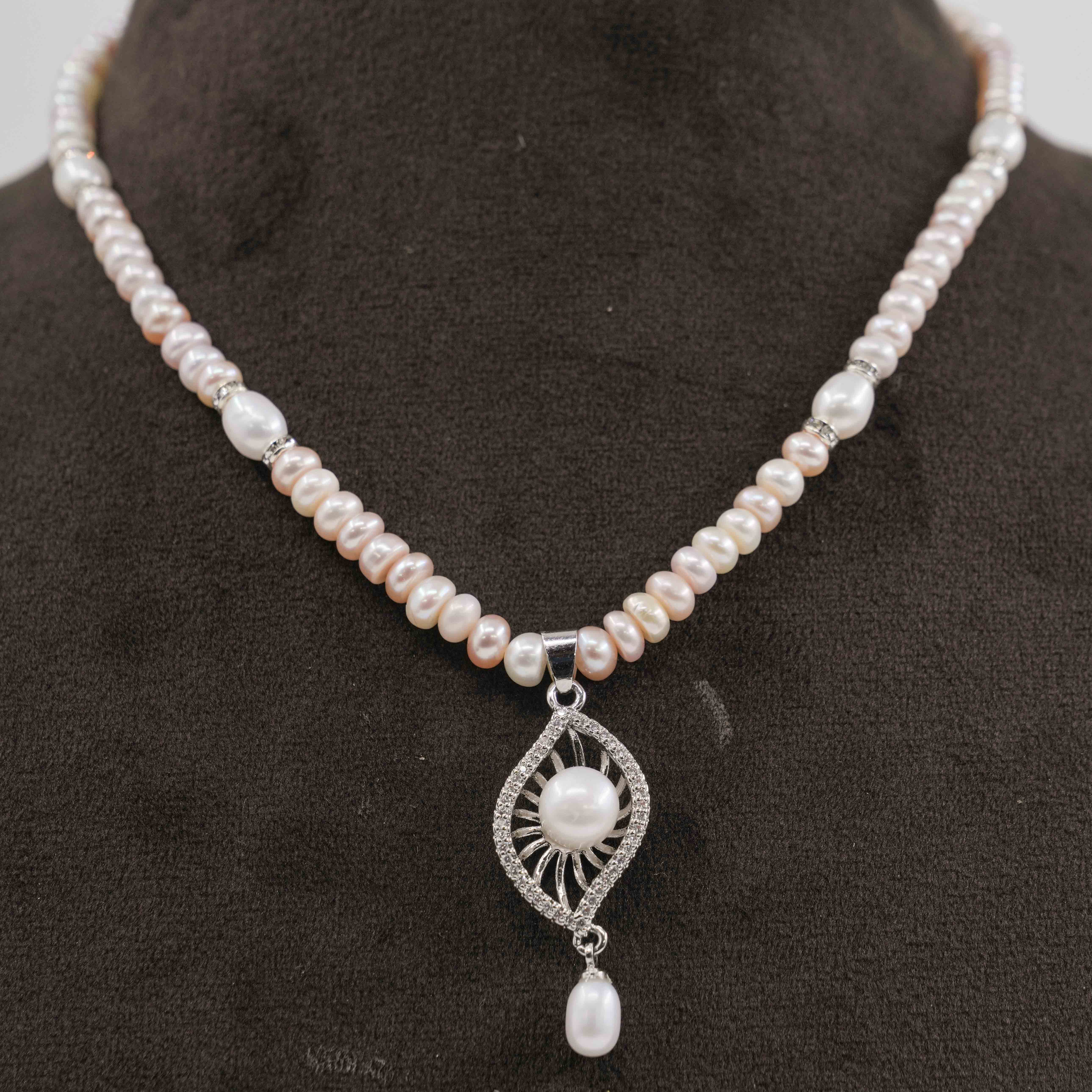 Order Flat Round Pearl Necklace Set online in Hyderabad